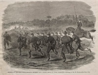 Ansvar för det första Massachusetts regementet på en rebellgevärsgrop nära Yorktown, 1862. av Winslow Homer