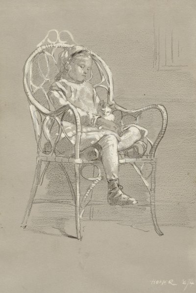 Barn sittande i en korgstol, 1874 av Winslow Homer