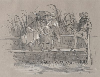 Barn som sitter på ett staket av Winslow Homer