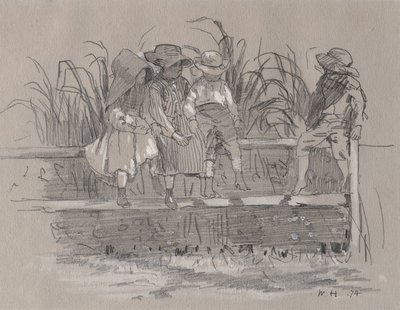 Barn som sitter på ett staket av Winslow Homer