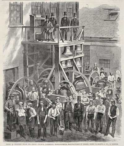 En klocksats bestående av tretton klockor till Christ Church i Cambridge, Massachusetts, tillverkad av Henry N. Hooper  Co. i Boston av Winslow Homer