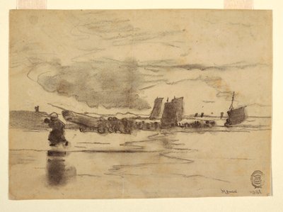 Teckning, Strand vid lågvatten, Cullercoats, England, 1881 av Winslow Homer