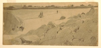 Ritning, stranden vid Marshfield, 1869-74 av Winslow Homer