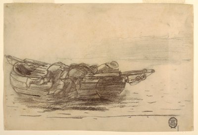 Teckning, Fiskare som klättrar över relingen, Cullercoats, England, 1881-82 av Winslow Homer