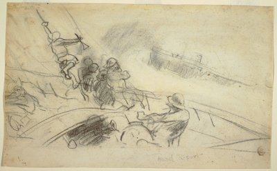 Teckning, Hard-a-Port, 1885-90 av Winslow Homer