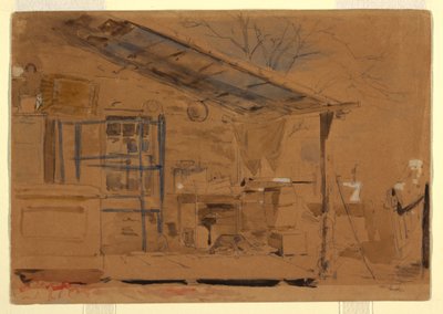 Ritning, hus med veranda, ca 1858-60 av Winslow Homer