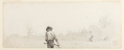 Teckning, Man med lie, ca 1865 av Winslow Homer