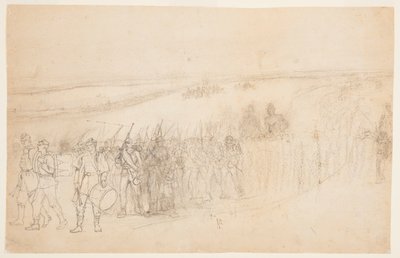 Teckning, marscherande infanterikolonn, ca 1862 av Winslow Homer