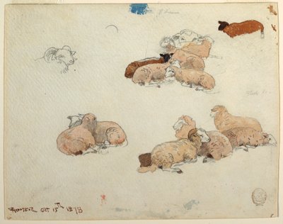 Teckning, får som vilar, 15 oktober 1878 av Winslow Homer