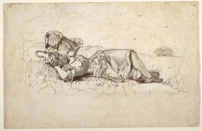 Teckning, vilande herdinna, 1877 av Winslow Homer