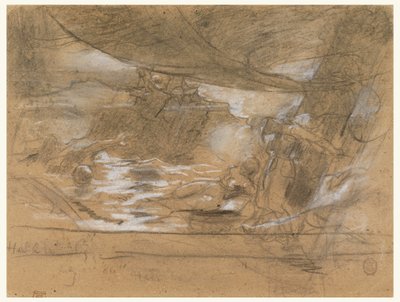 Teckning, fartygsdäck med två kvinnor, möjligen 15 juli 1886 av Winslow Homer