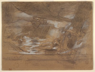 Teckning, fartygsdäck med två kvinnor, möjligen 15 juli 1886 av Winslow Homer