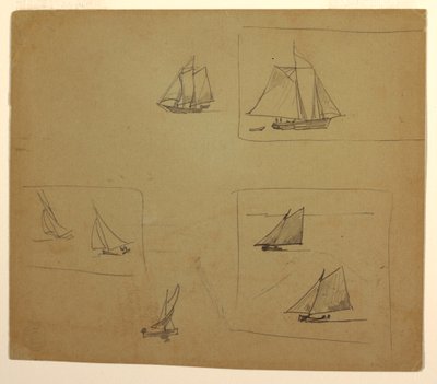 Teckning, Skisser av segelfartyg, 1881-82 av Winslow Homer