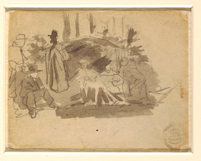 Teckning, Soldater på camping, 1862 av Winslow Homer
