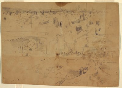 Teckning, Studier av ett slagfält med trädstubbar och blästrade trädstammar, Petersburg, Virginia, 1864 av Winslow Homer