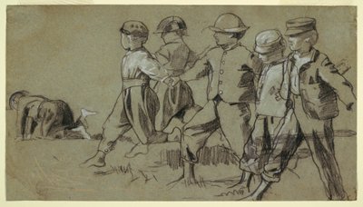 Teckning, studie till "Snap the Whip", 1872 av Winslow Homer