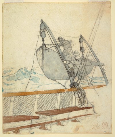 Teckning, studie till "Nödsignalen", 1881 av Winslow Homer
