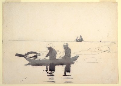 Teckning, Två figurer i en roddbåt, 1880 av Winslow Homer