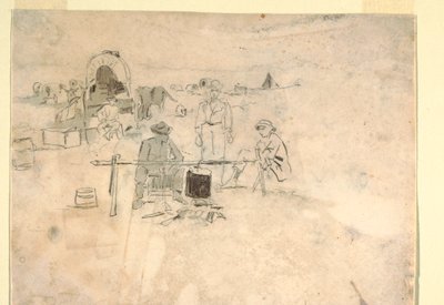 Teckning, Två studier av en hornblåsare, 1862-64 av Winslow Homer