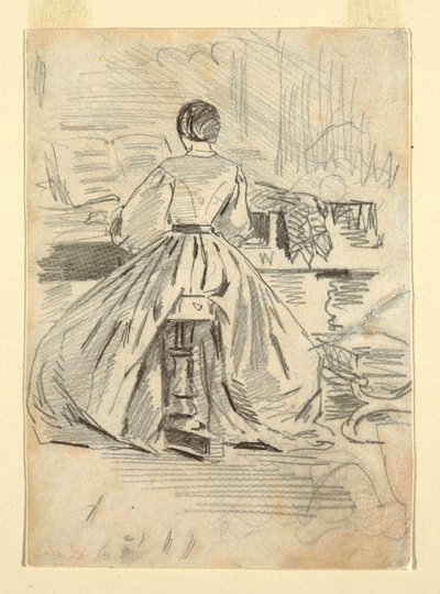 Teckning, Kvinna vid piano, 1862 av Winslow Homer