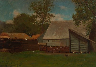 Gårdsgård med ankor och höns, 1872-73. av Winslow Homer