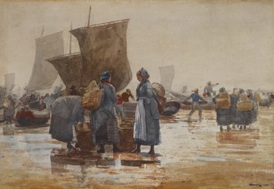 Fiskare på stranden vid Cullercoats av Winslow Homer