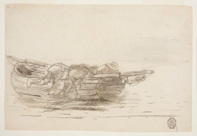 Fiskare som klättrar över Gunwales, Cullercoats, England av Winslow Homer