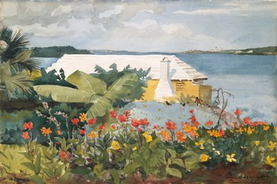 Flower Garden and Bungalow, Bermuda av Winslow Homer