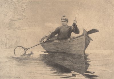 Flugfiske, Saranac Lake, 1889. av Winslow Homer