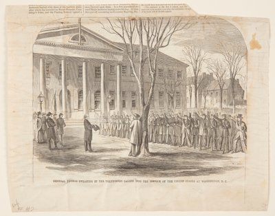 General Thomas Swearing in the Volunteers Called into the United States Service i Washington D.C. av Winslow Homer