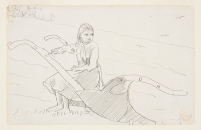 Flicka sitter på en plog av Winslow Homer