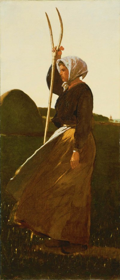 Flicka med högaffel av Winslow Homer