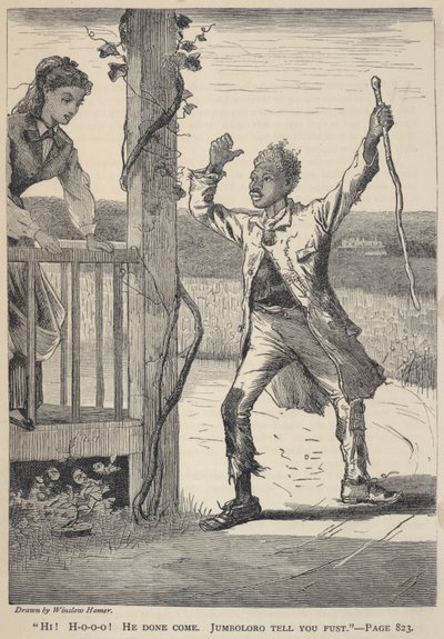 "Hej! H-o-o-o! Han har kommit. Jumboloro Tell You Fust.", från The Galaxy, juni 1869 av Winslow Homer