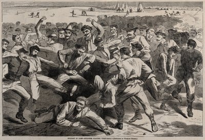 Semester i lägret - Soldater som spelar fotboll, 1865. av Winslow Homer