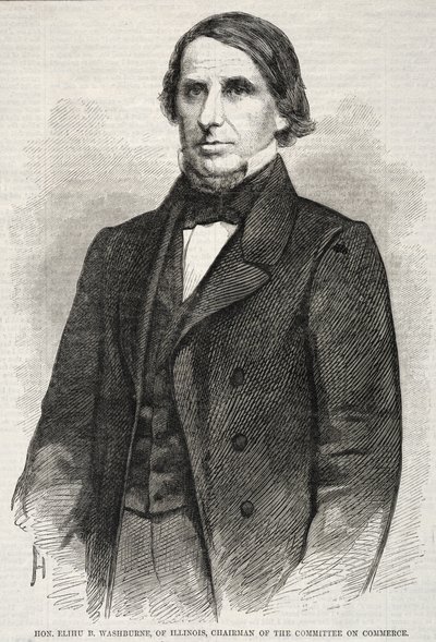 Hon. Elihu B. Washburne, Illinois, ordförande i kommittén för handel, 1860. av Winslow Homer