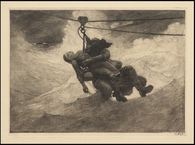 Life Line, 1884, troligen tryckt c.1940 av Winslow Homer