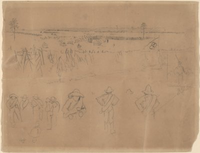 Uppställningar och skyttegravar [recto], 1864. av Winslow Homer