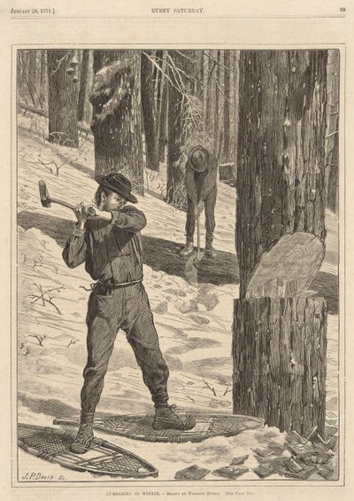 Lumbering in Winter, från varje lördag den 28 januari 1871 av Winslow Homer