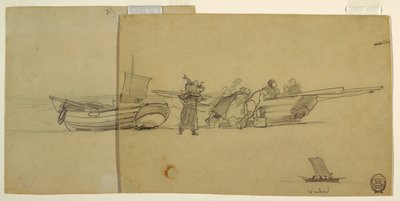Män och kvinnor lastar av en Fishing Dory, Cullercoats, England av Winslow Homer