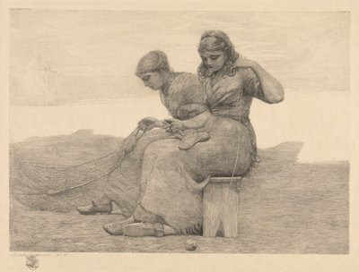 Mending the Tears, 1888. av Winslow Homer