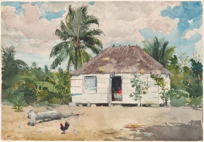 Infödd hydda vid Nassau av Winslow Homer