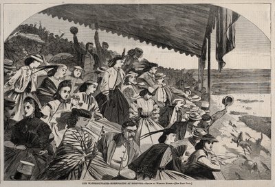 Våra vattningsställen - Hästkapplöpning i Saratoga, 1865. av Winslow Homer