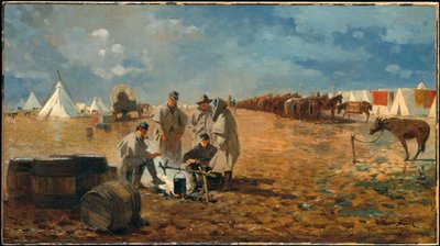 Regnig dag i lägret av Winslow Homer