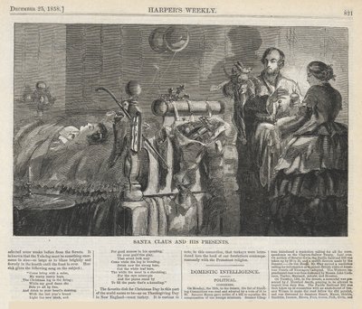 Jultomten och hans presenter, från Harper av Winslow Homer