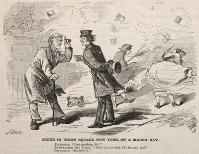 Scen vid Union Square, New York, en marsdag av Winslow Homer