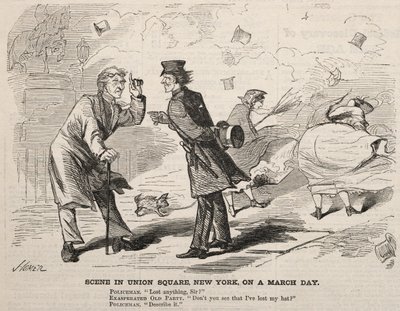Scen på Union Square, New York, en marsdag, 1860. av Winslow Homer