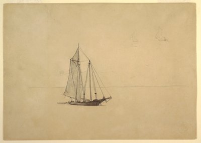 Schooner med Jolle av Winslow Homer