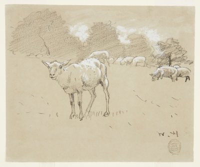 Får som betar på ett fält av Winslow Homer