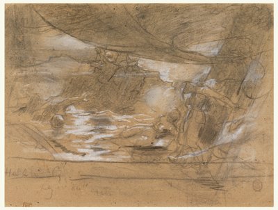 Skeppsdäck med två kvinnor surrade till masten av Winslow Homer