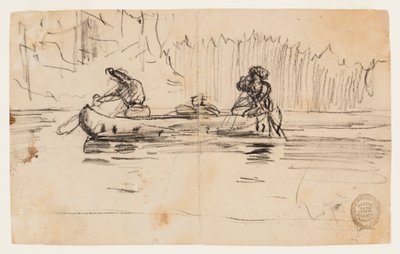 Sidovy av kanot med två män av Winslow Homer